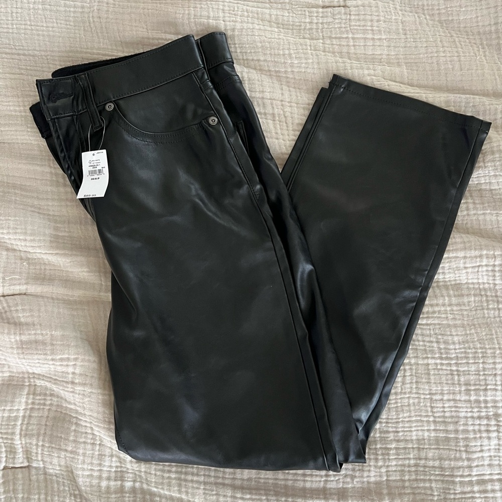 Gap Black Faux Leather Pants sz 6P